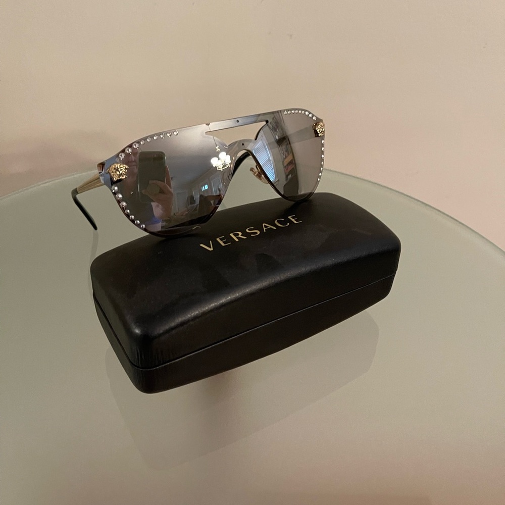 Versace Medusa 60mm Crystal Shield Sunglasses - Picture 1 of 4
